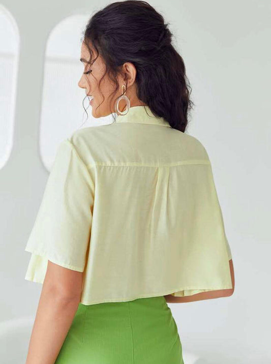 Pleated chest croptop shirt