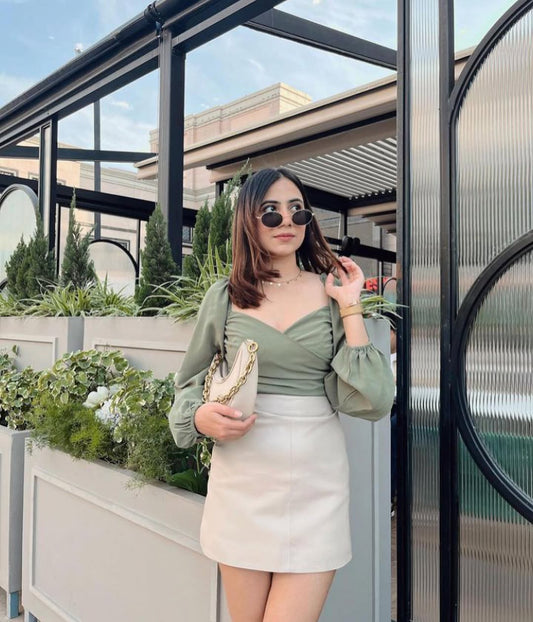 Olive Dream Puff Sleeve Top