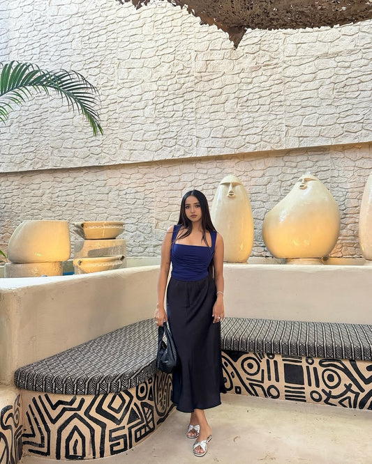 Satin Top and Skirt Set