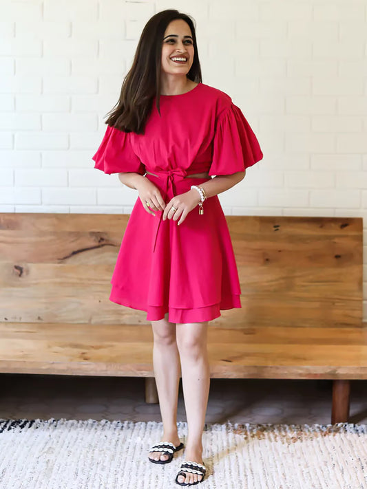 Pink Flambé Statement Dress