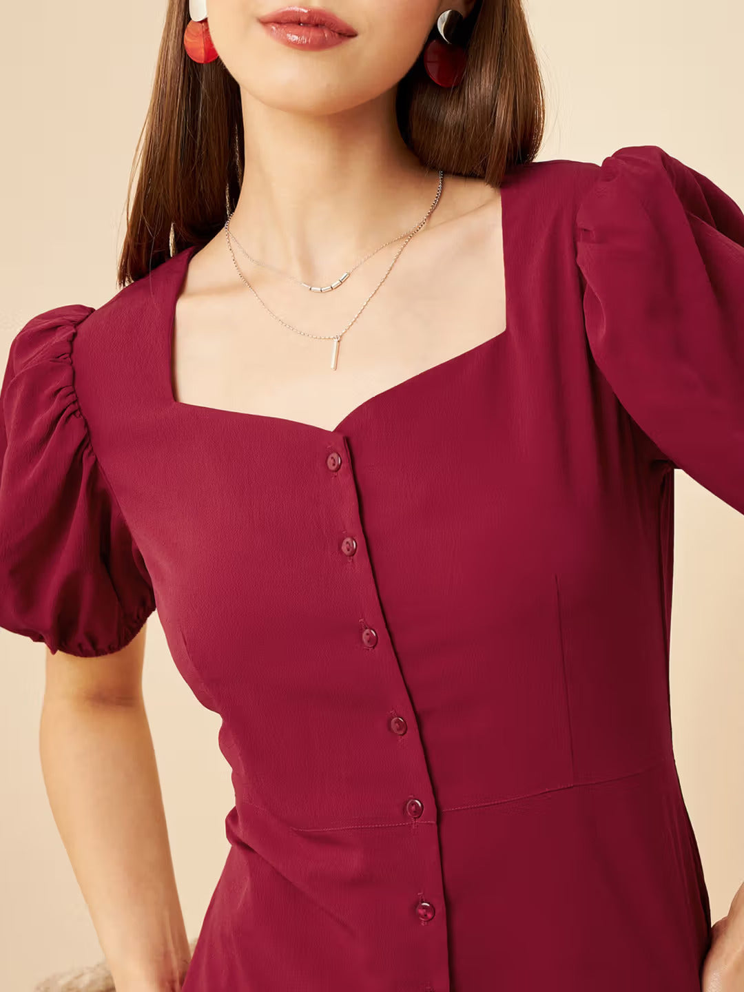 Gizem  Casual  Colour Sweetheart Neck Solid Regular Top