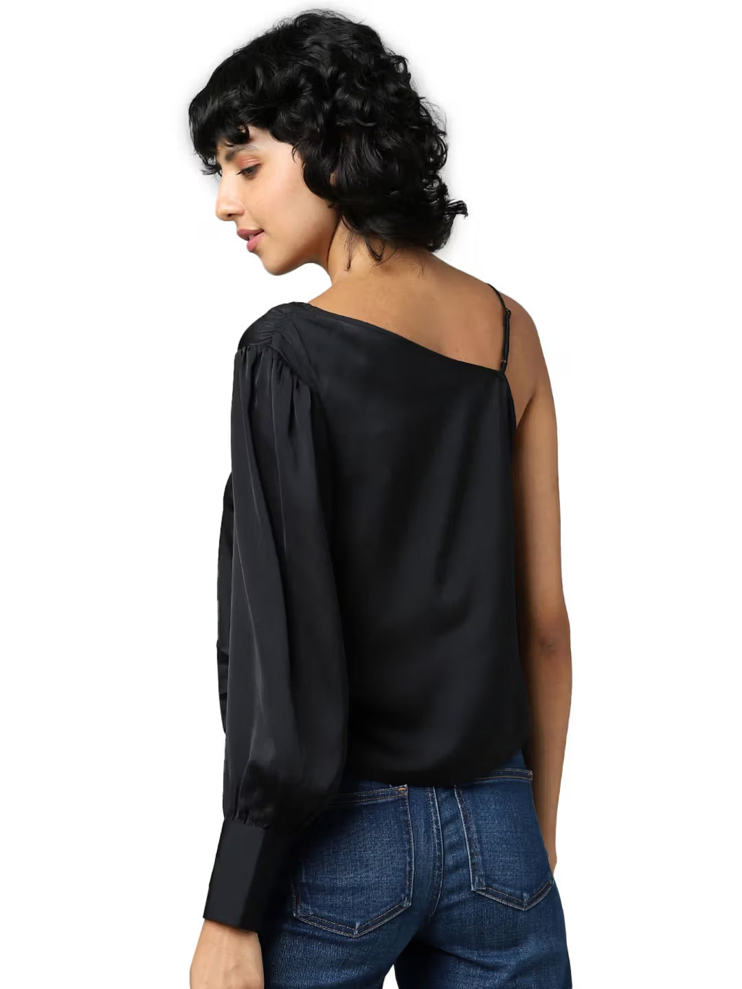 Gizem Sleek Solid Black Top
