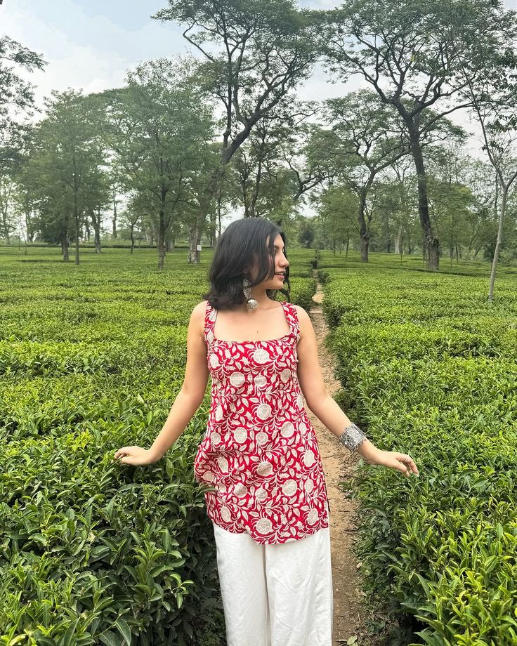 Floral Print Cotton Peplum Top