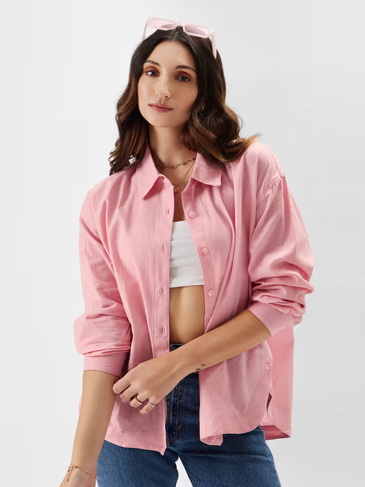 Gizem  Cotton Pink Boyfriend Shirts