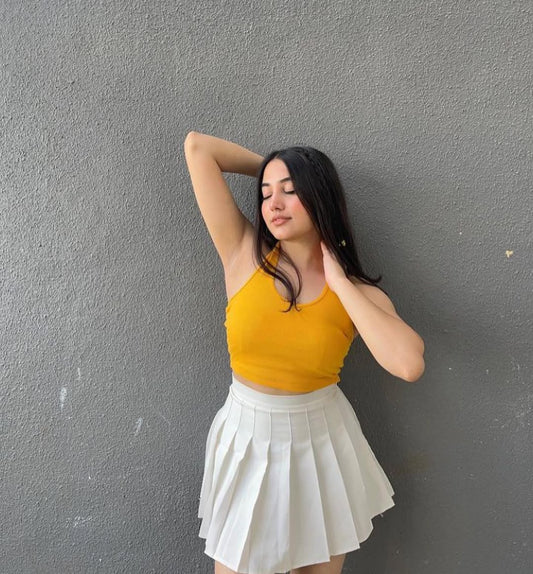 White Box Pleated Skirt
