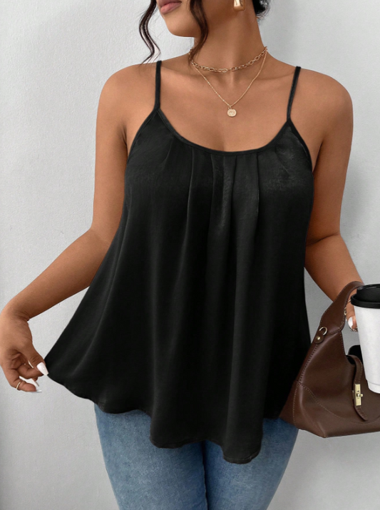 Solid Color Spaghetti Strap Casual A-Line Camisole