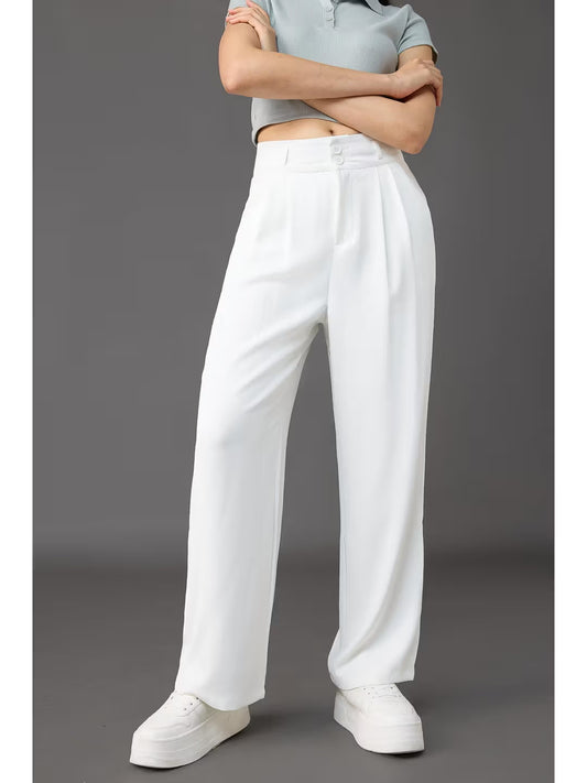 White Korean Pleated Pants