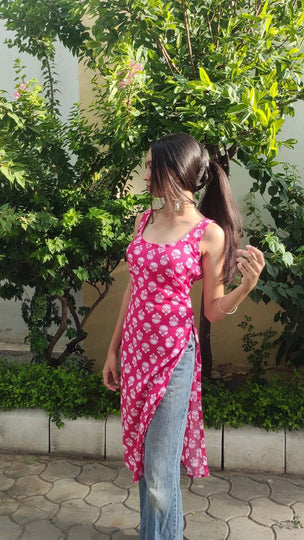 Women's Ethnic Hand Block Printed Short Kurti Tunic