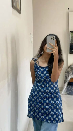 Women's Ethnic Hand Block Printed Short Kurti Tunic