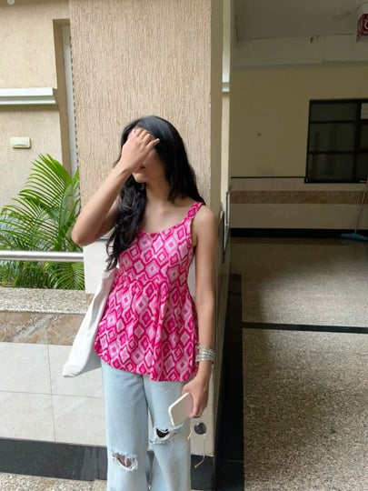 Women's Ethnic Hand Block Printed Short Kurti Tunic